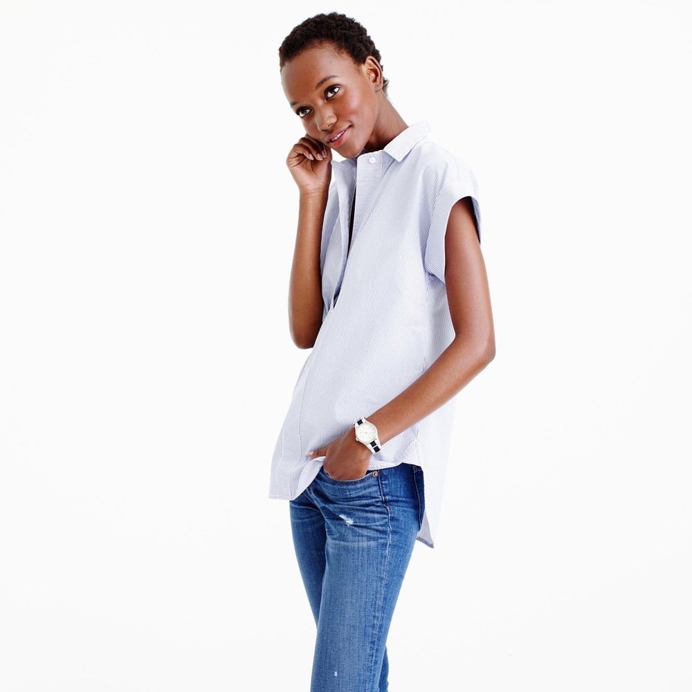 J. Crew Short-sleeve popover shirt in stripe